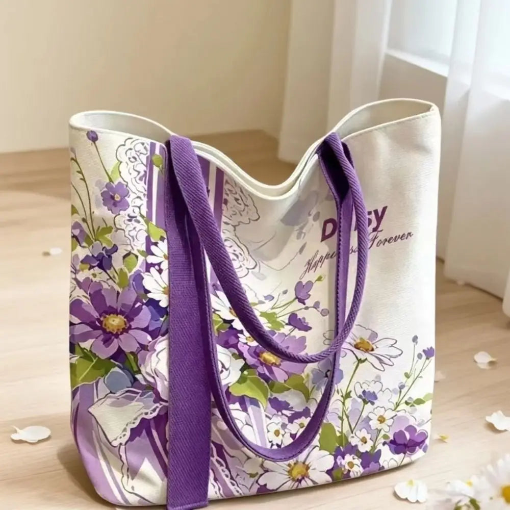 Pink Floral Canvas Shoulder Tote | Two Sizes