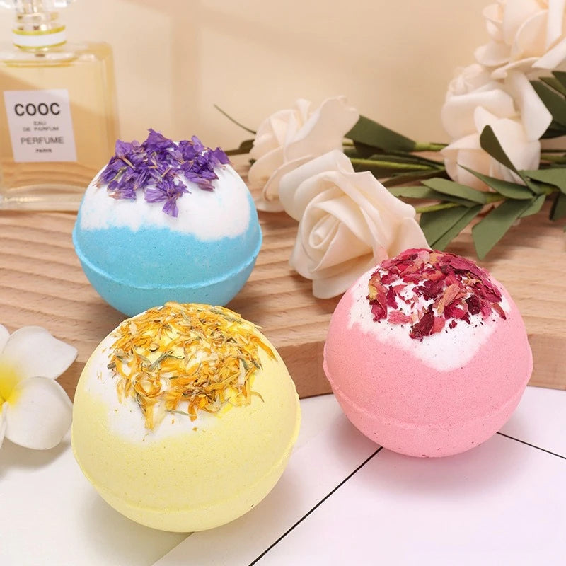 Botanical Bath Bombs with Dried Flowers & Essential Oils