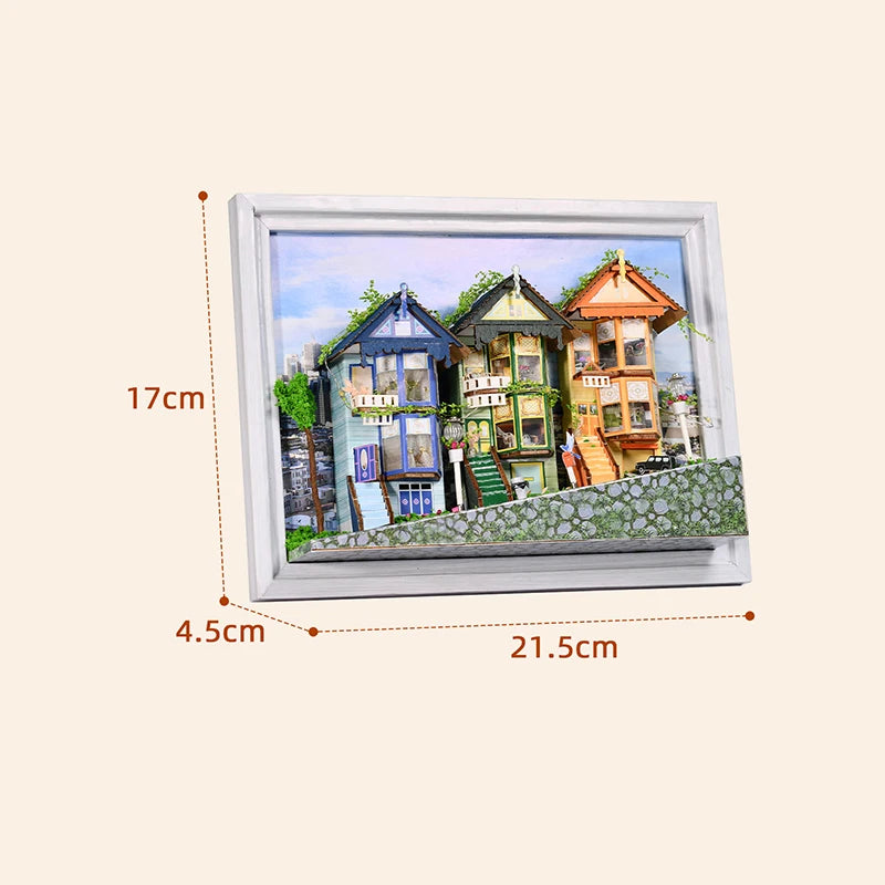 DIY European Cottage Miniature Dollhouse Kit – 3D Wooden Building Model for Adults
