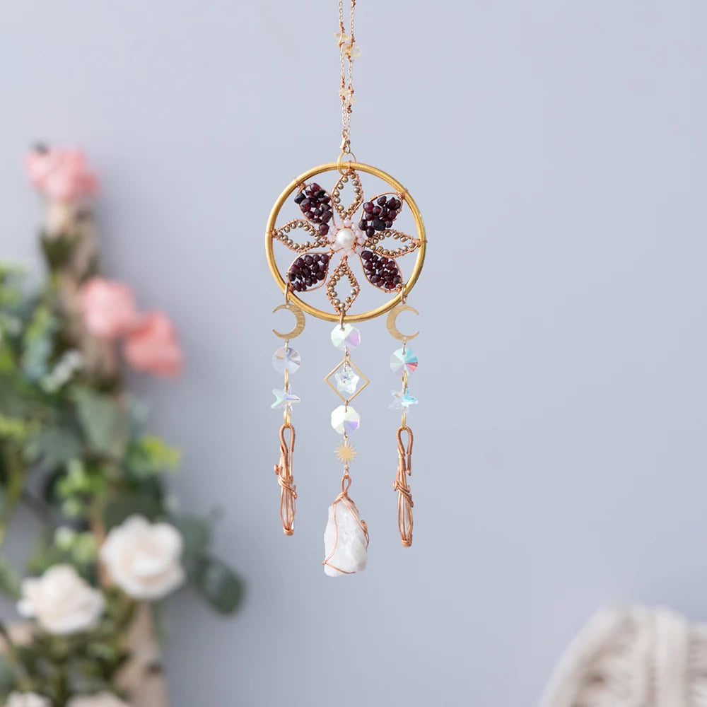 Handcrafted Crystal Wire Suncatcher — Celestial & Nature Prism Pendant