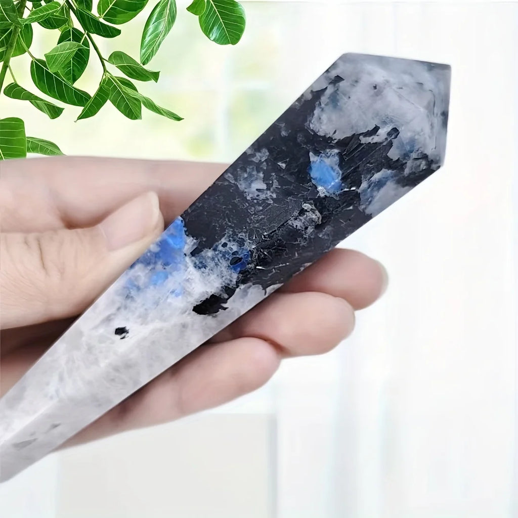 Natural Moonstone Crystal Tower — Rainbow Iridescent Boho Healing Stone