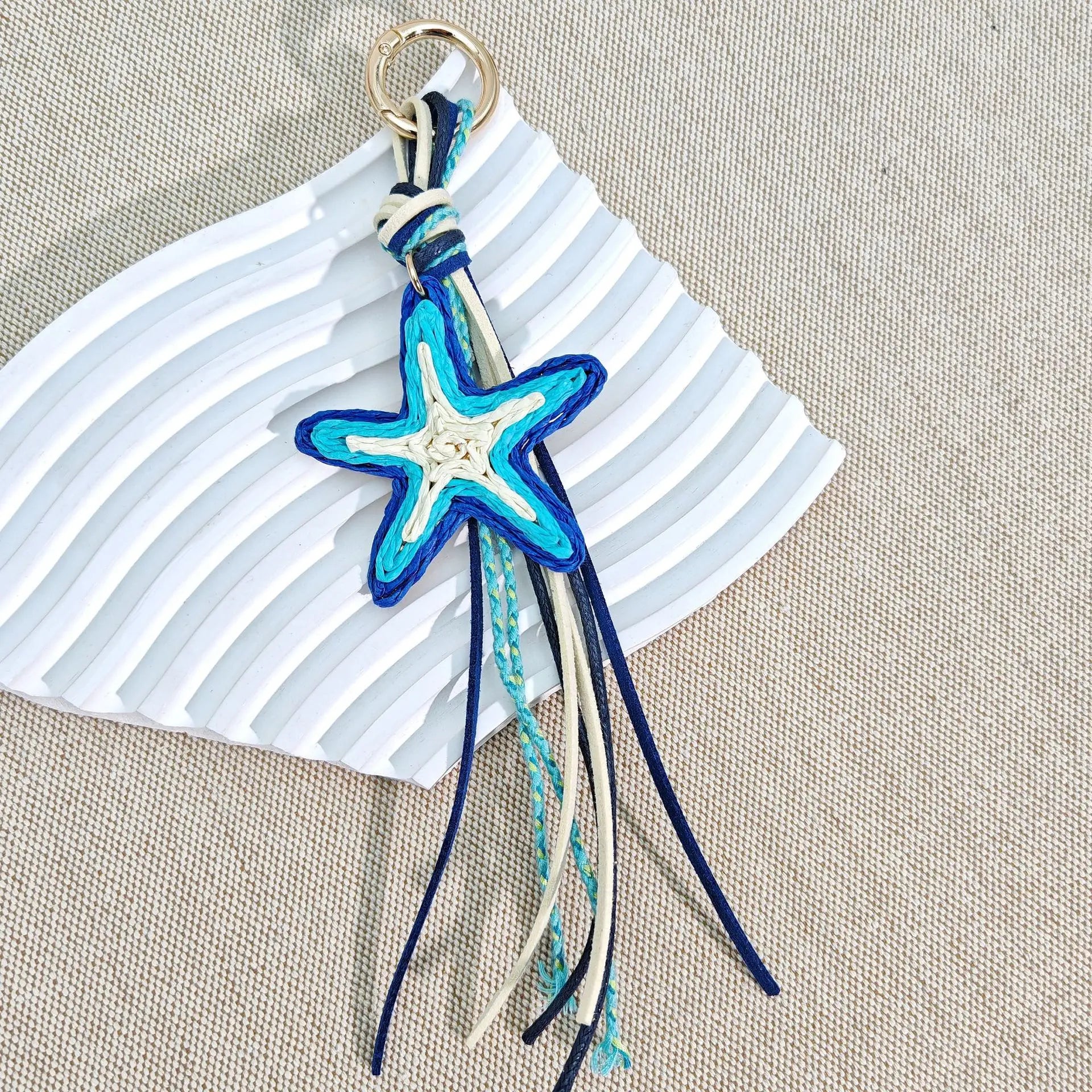 Boho Rainbow Braided Cord Bag Charm | Handmade Keychain & Purse Accessory
