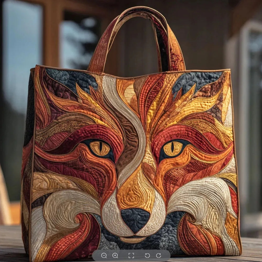 Quilted-Look Canvas Tote Bag | Floral & Animal Designs