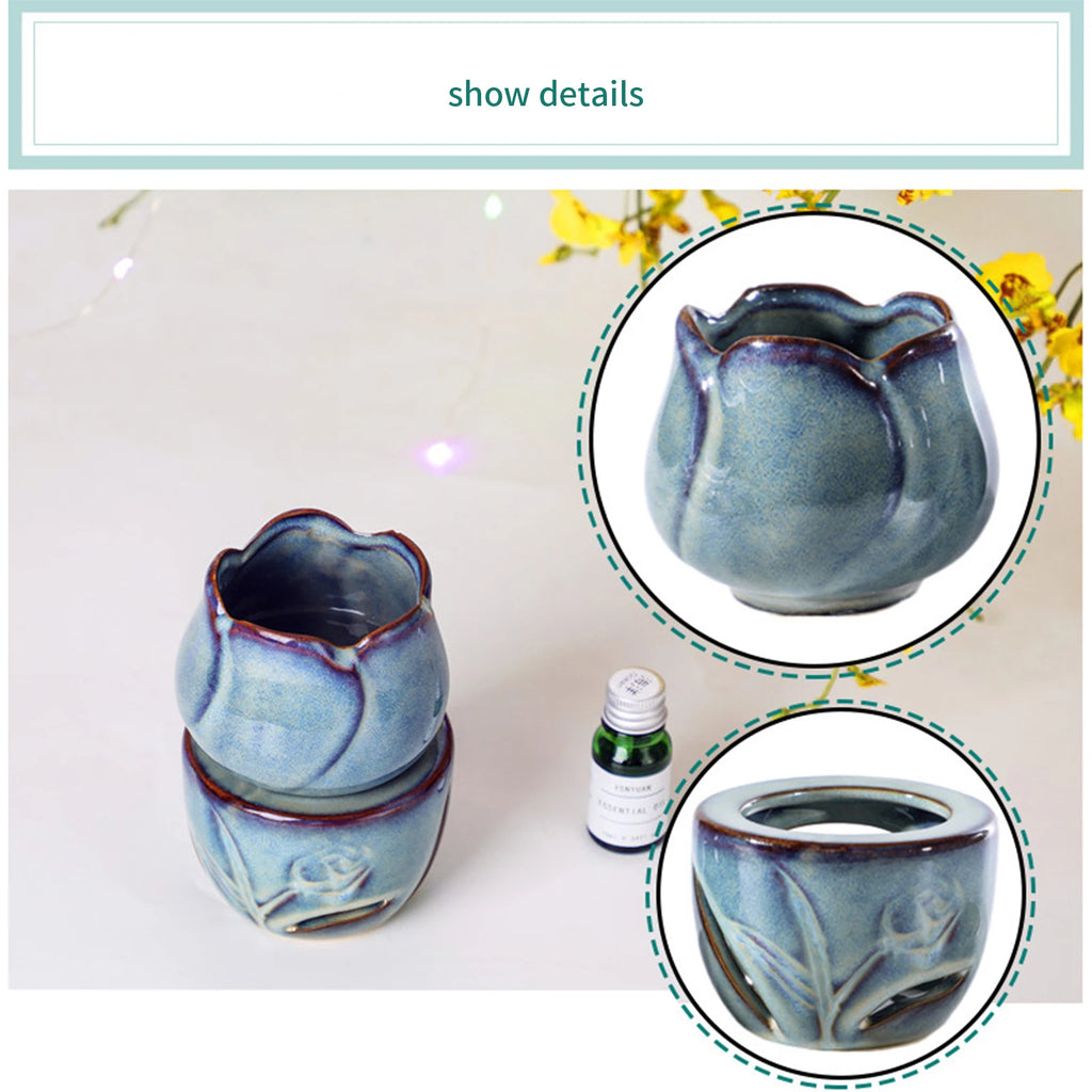 Aromatherapy Tulip Shaped Ceramic Incense Burner