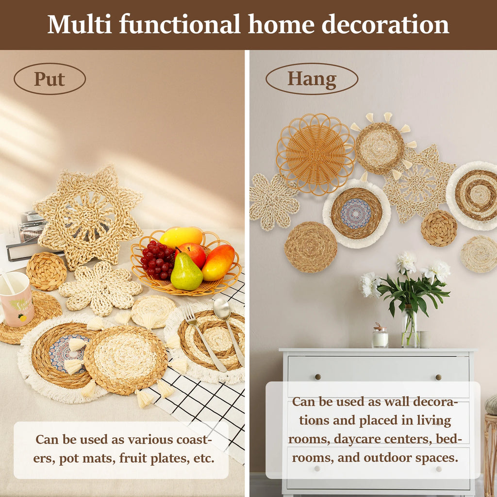 Boho Woven Basket Wall Decor | 7- or 9-Piece Set
