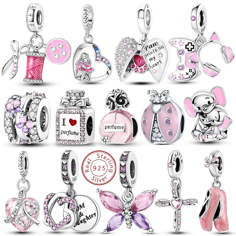 925 Sterling Silver Charm Pendant | Hearts, Bows, Butterflies & More
