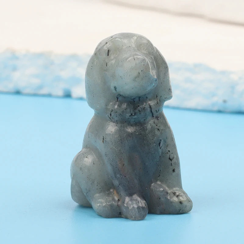 Mini Sitting Puppy Figurine | Stone & Opalite Options