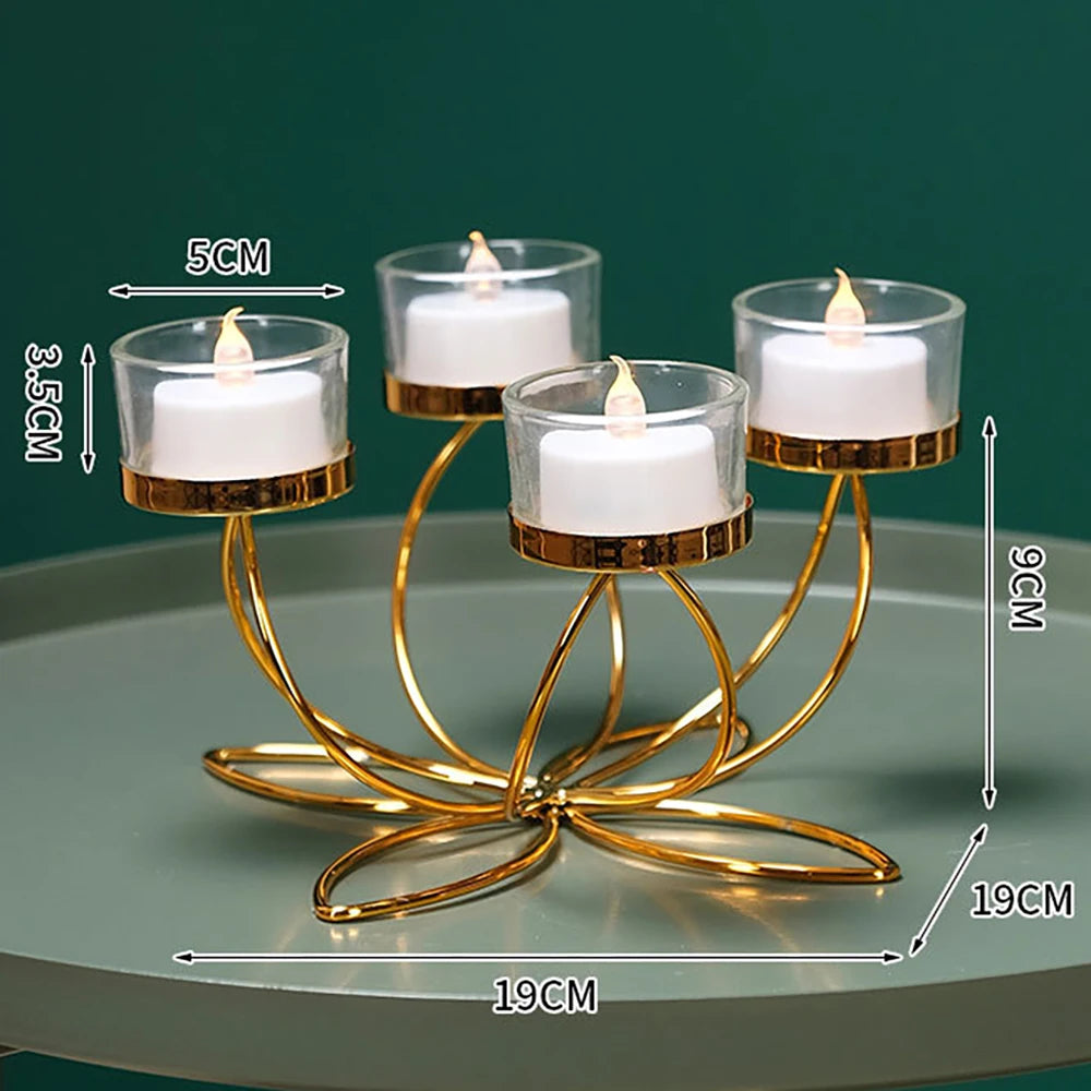 Gold-Tone Lotus-Inspired Candle Holder