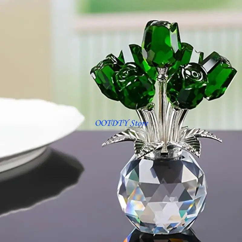 Handmade Crystal Rose Figurine — Elegant Flower Gift for Her