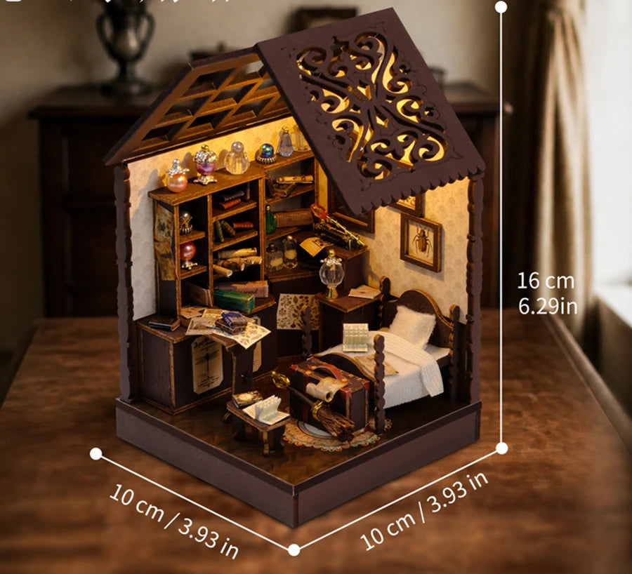 DIY Mini Wooden Dollhouse Kit – Handmade Miniature Model with Furniture
