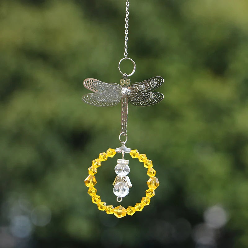 Dragonfly Crystal Suncatcher Pendant - Multicolored