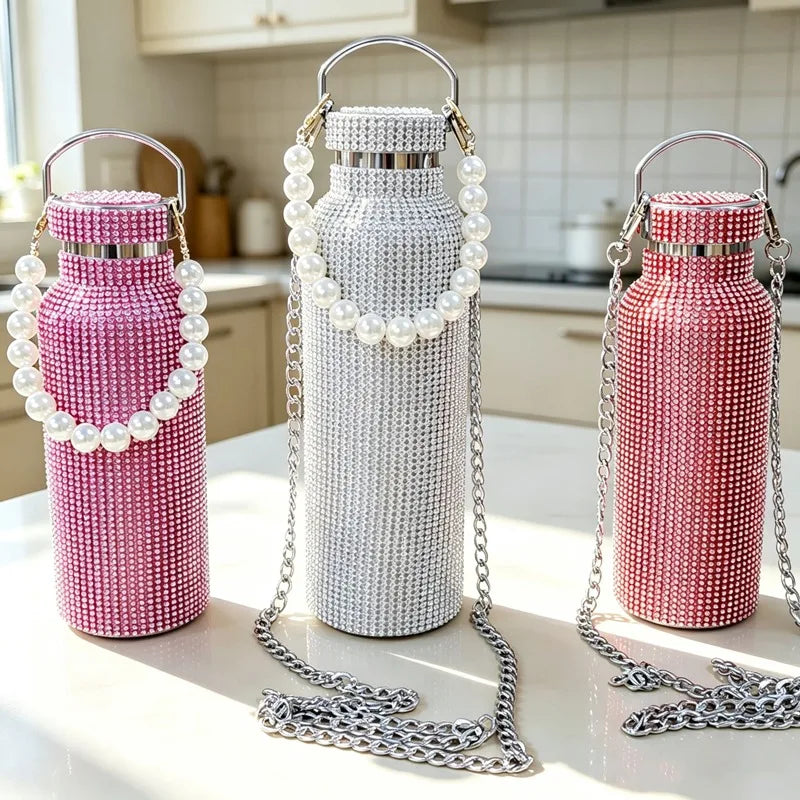 Starlit Sip Embellished Insulated Water Bottle with Chain