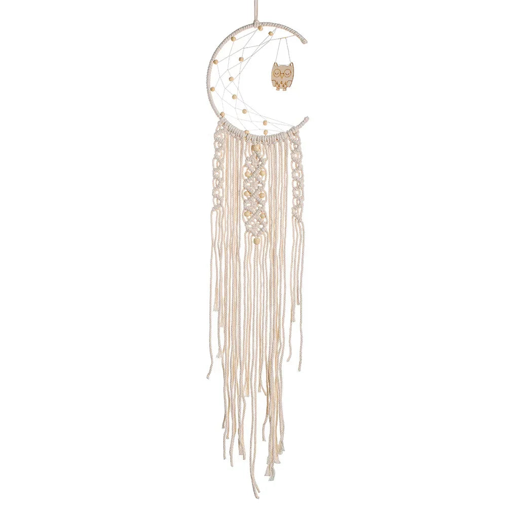 Bohemian Hand-Woven Dream Catcher | Owl, Moon & Star Wall Decor
