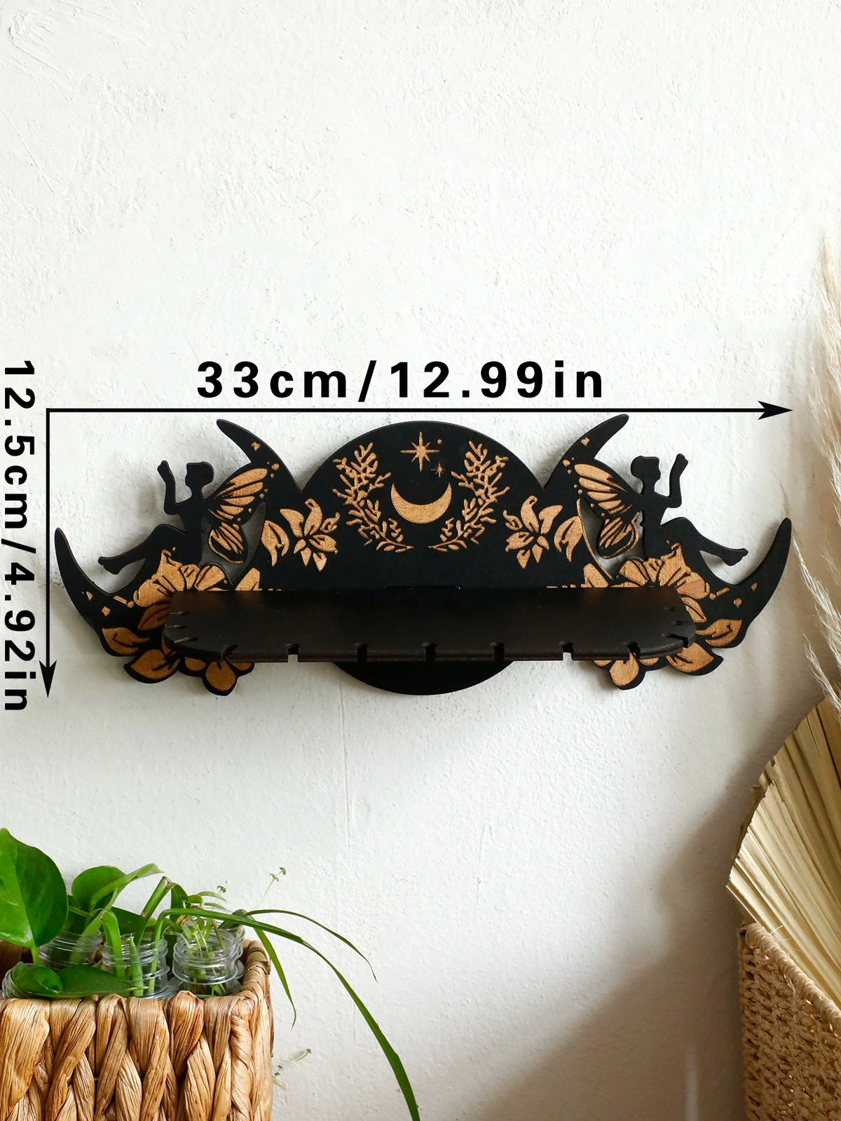 Wooden Moon Phase Crystal Stand & Wall Decor