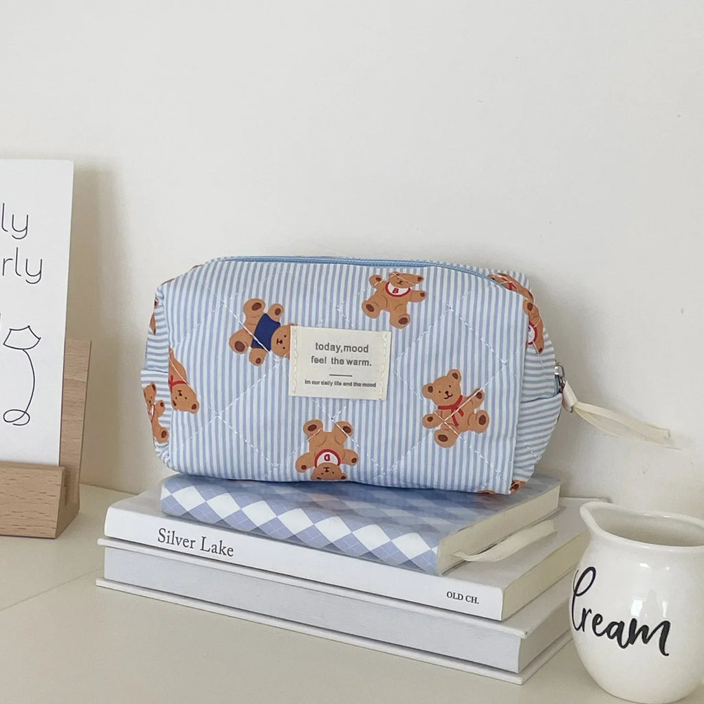 Cozy Bear Quilted Makeup Bag | Three Sizes