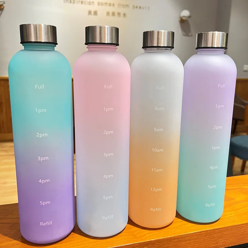 1L Time-Marker Water Bottle | Matte & Two-Tone Colors