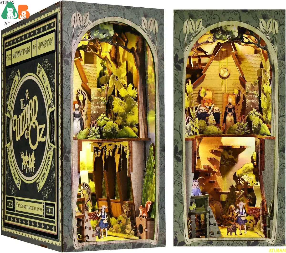 DIY Tarot Divination Book Nook Kit – 3D Wooden Mystic Bookshelf Insert with LED Lights