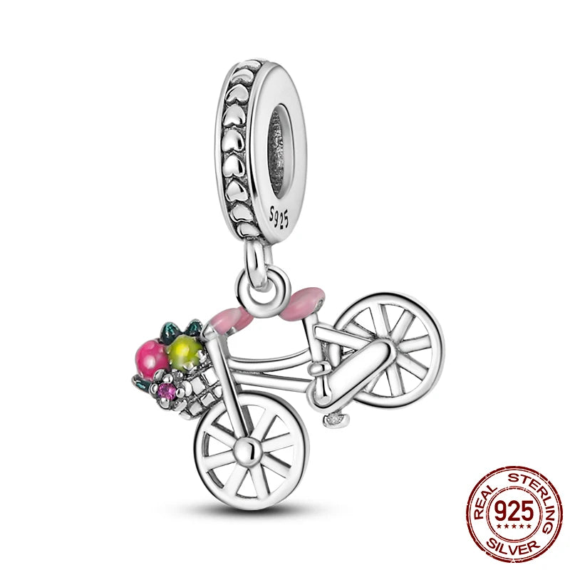 925 Sterling Silver Charm Holder Set – Bag Charm & Key Ring for DIY Jewelry