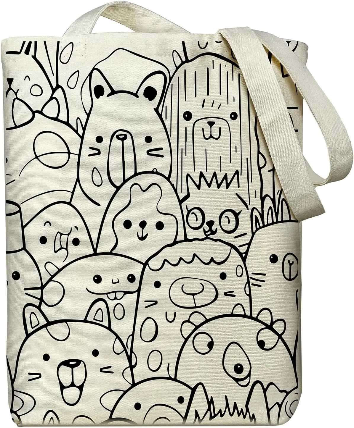 Floral Canvas Tote Bag | Zippered Women's Bag for Work, Shopping & Everyday