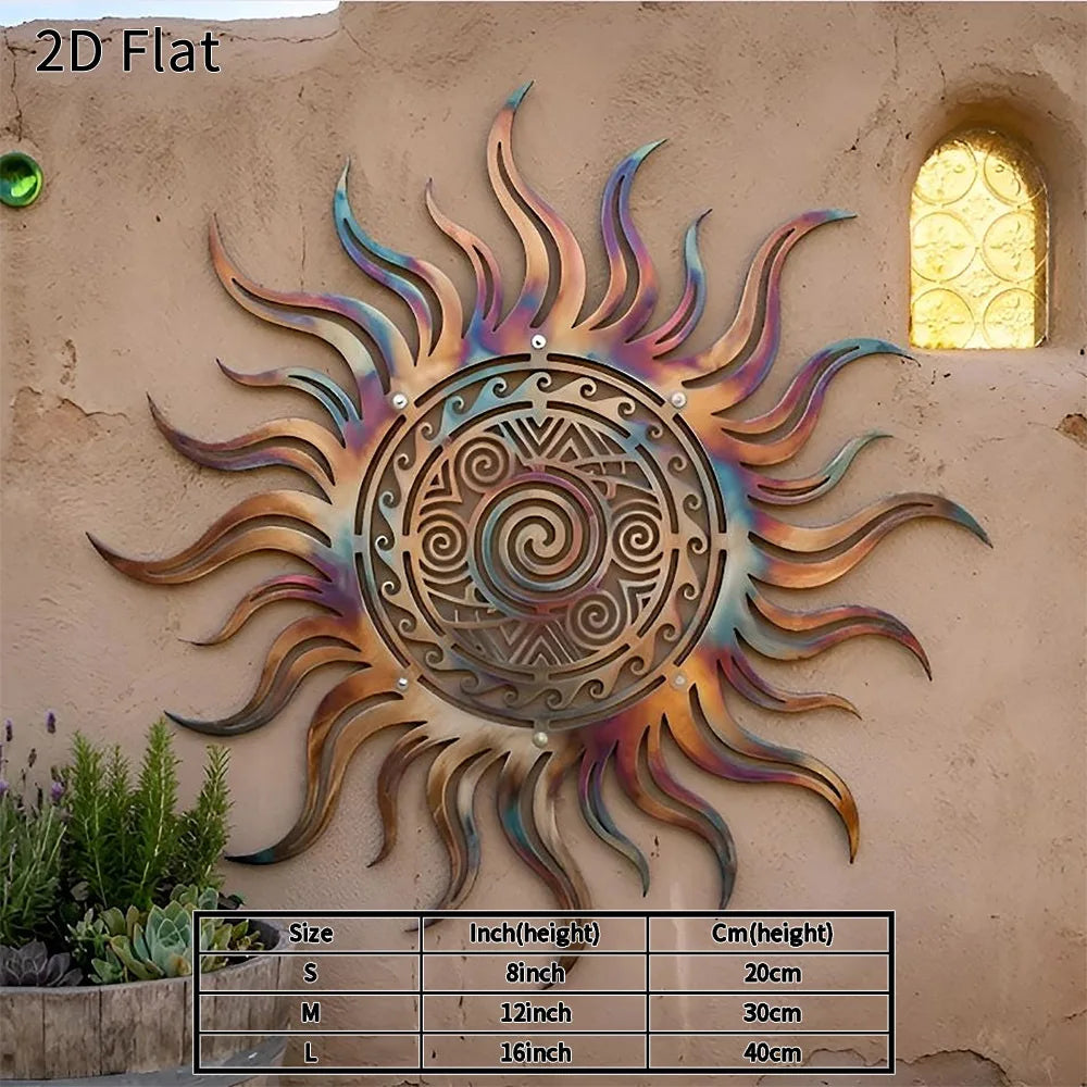 Rustic Boho Sunburst Iron Wall Art