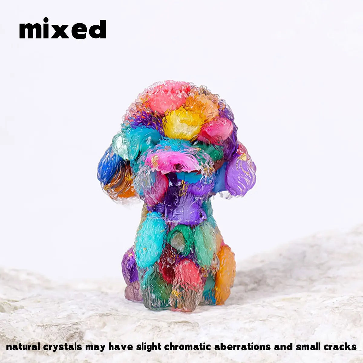 Teddy Dog Figurine | Resin & Crystal Gravel Keepsake