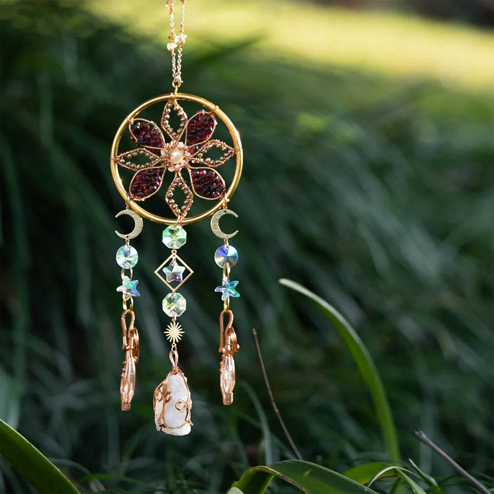 Handcrafted Crystal Wire Suncatcher — Celestial & Nature Prism Pendant