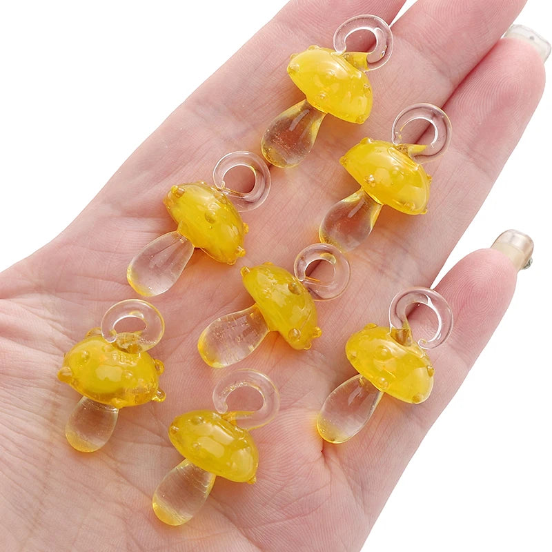 Lampwork Glass Mushroom Charm Bead – DIY Jewelry Pendant
