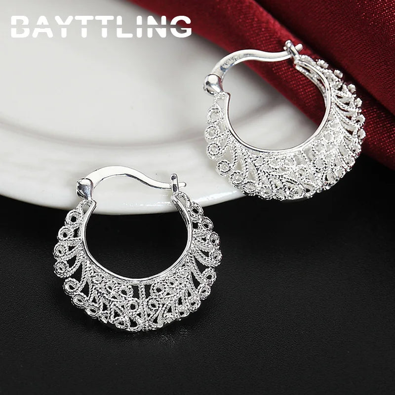 Hollow Round Hoop Earrings | Silver Style