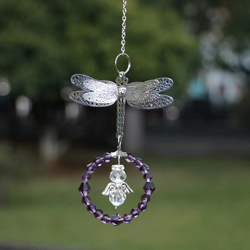 Dragonfly Crystal Suncatcher Pendant - Multicolored