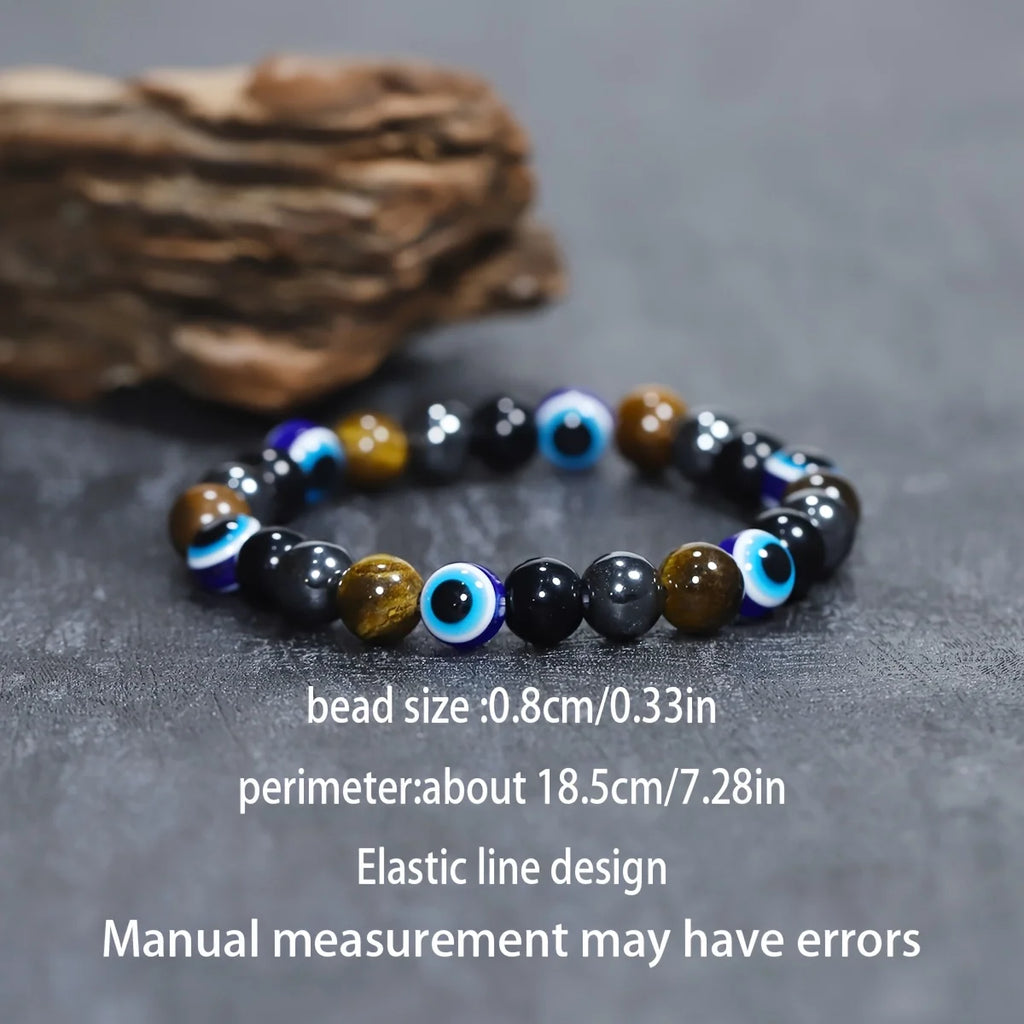 Money Intention & Blue Evil Eye Stretch Bracelet