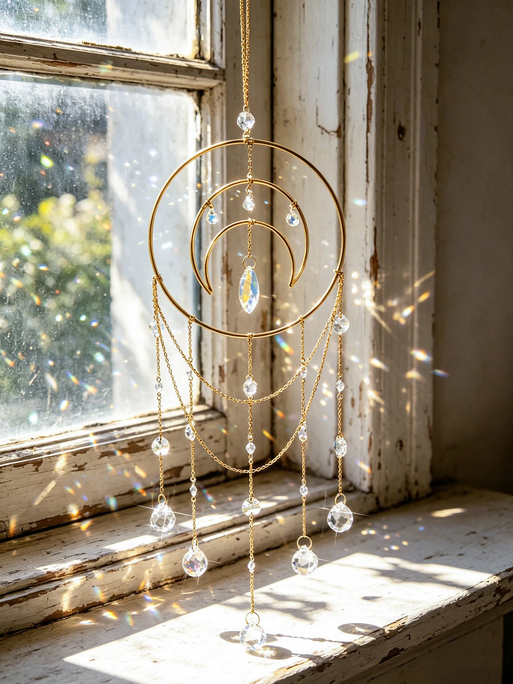 Moon Crystal Prism Suncatcher | Window Hanging