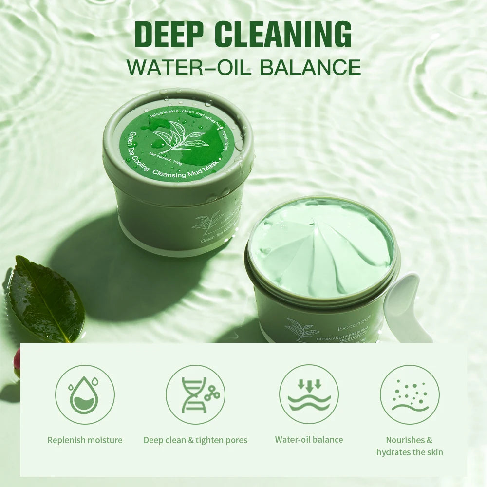Green Tea Clay Mud Mask – 100g | Deep Cleansing & Pore Refining