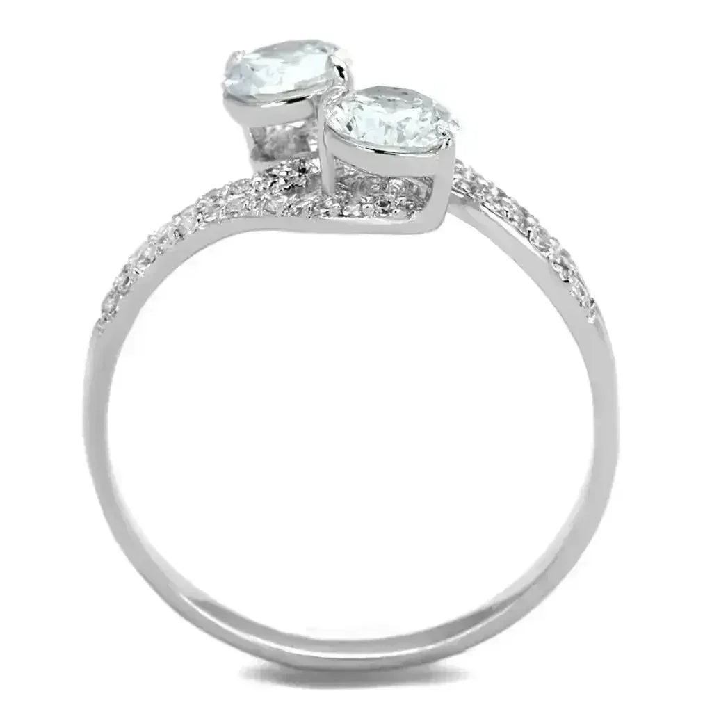 Starlit Curve Rhodium-Plated Sterling Silver CZ Ring