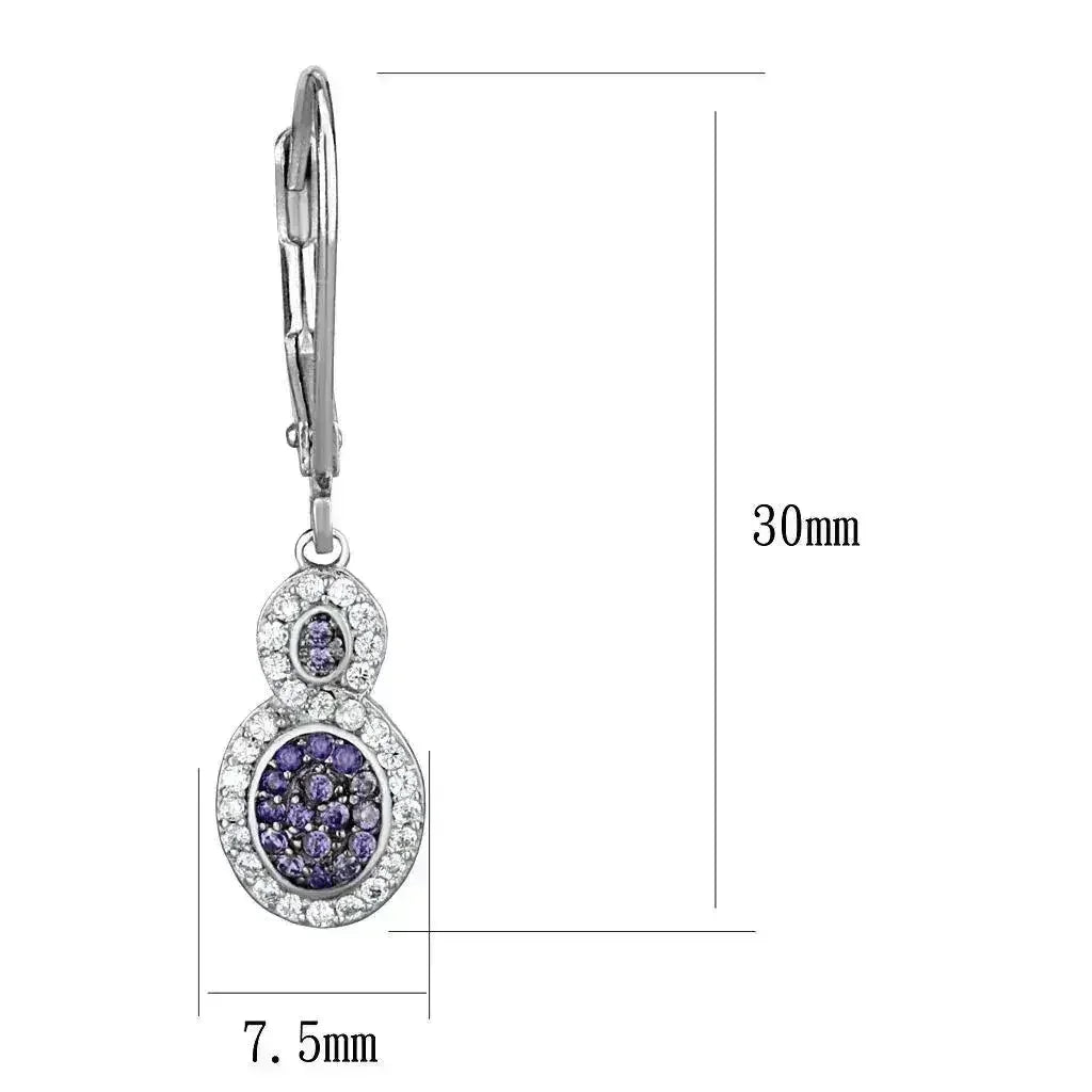 Twilight Violet Sterling Silver CZ Drop Earrings
