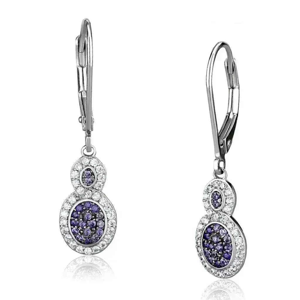 Twilight Violet Sterling Silver CZ Drop Earrings