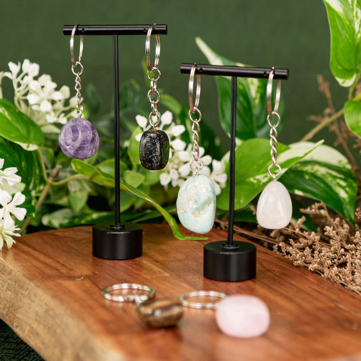Tumbled Crystal Keychain