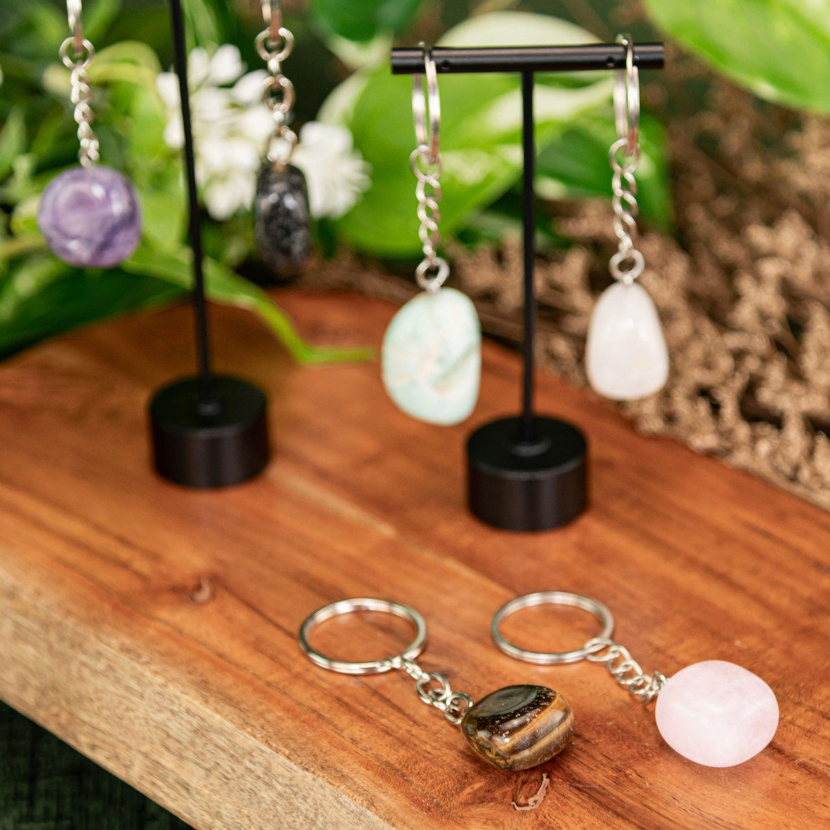 Tumbled Crystal Keychain