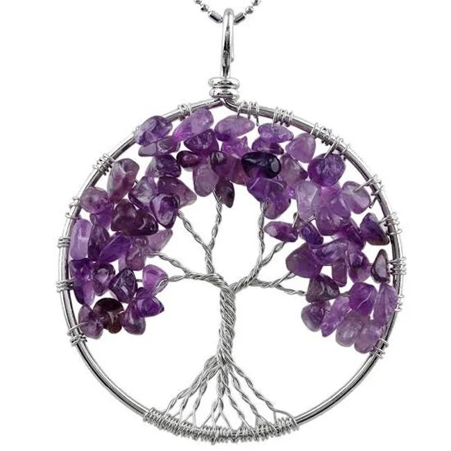 Amethyst Tree of Life Pendant Necklace