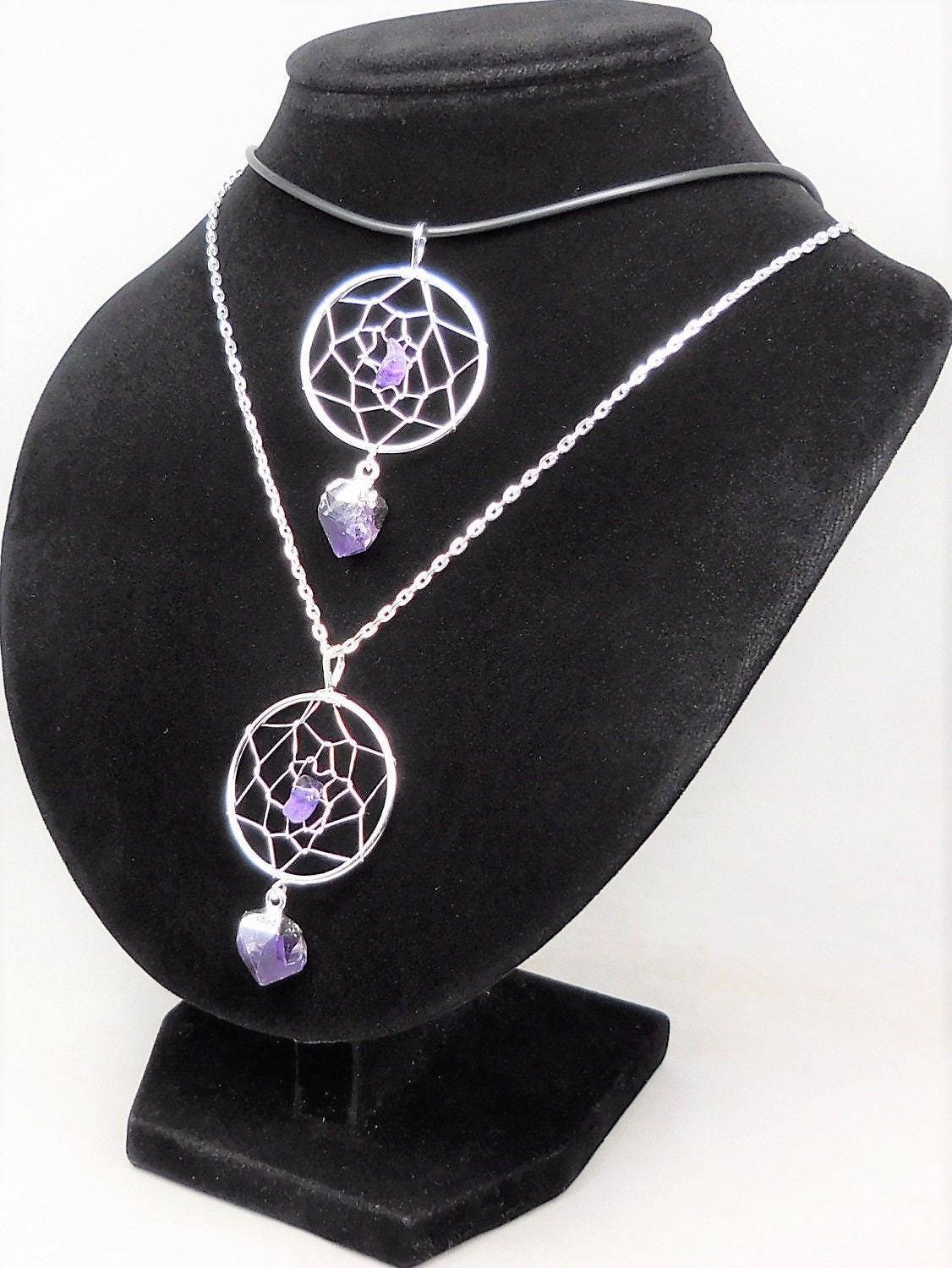 Dreamcatcher-Style Pendant with Purple Stone | 1 or 5 Pieces