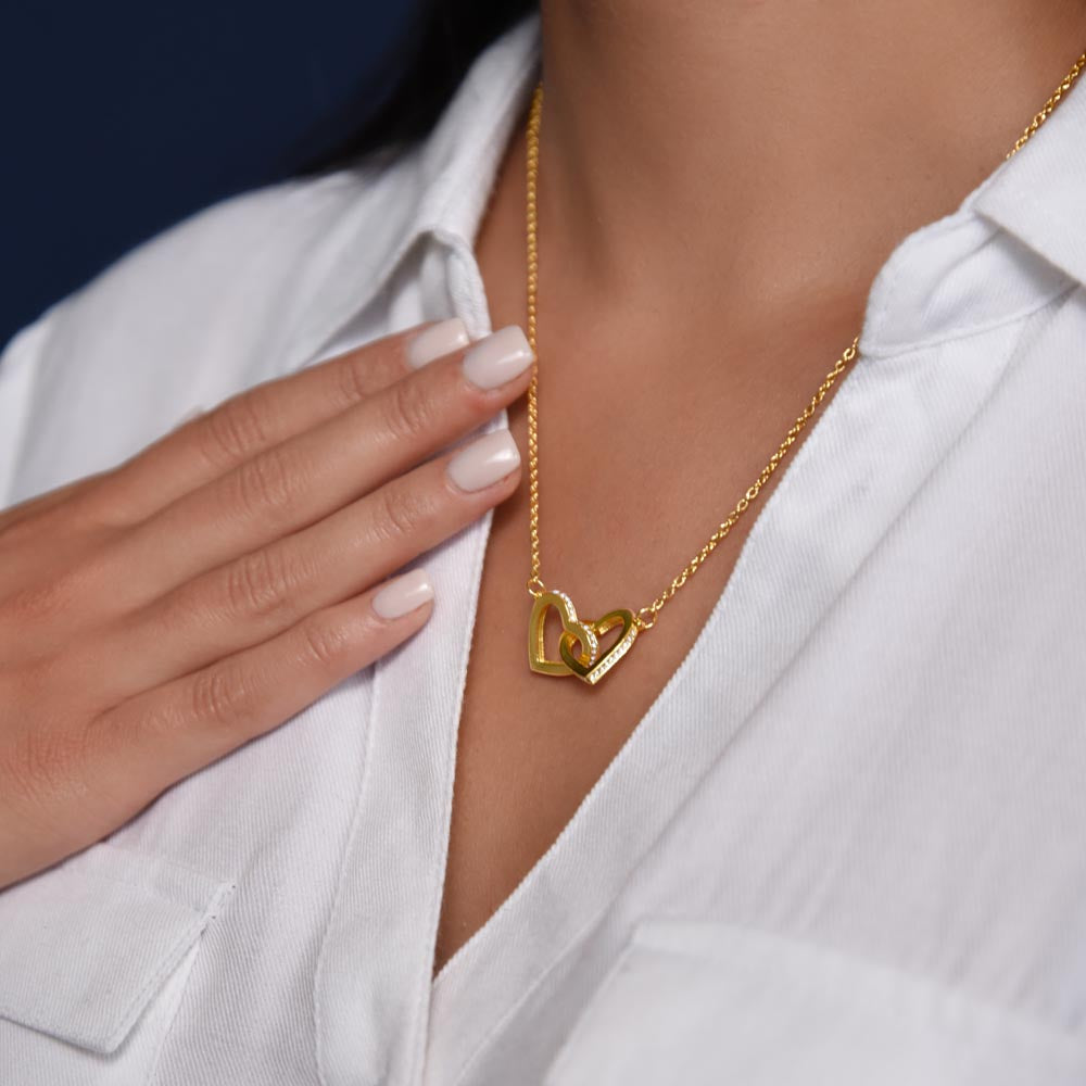 To My Wife - I May Not Be - Interlocked Hearts - Blue Bg Interlocking Hearts Necklace