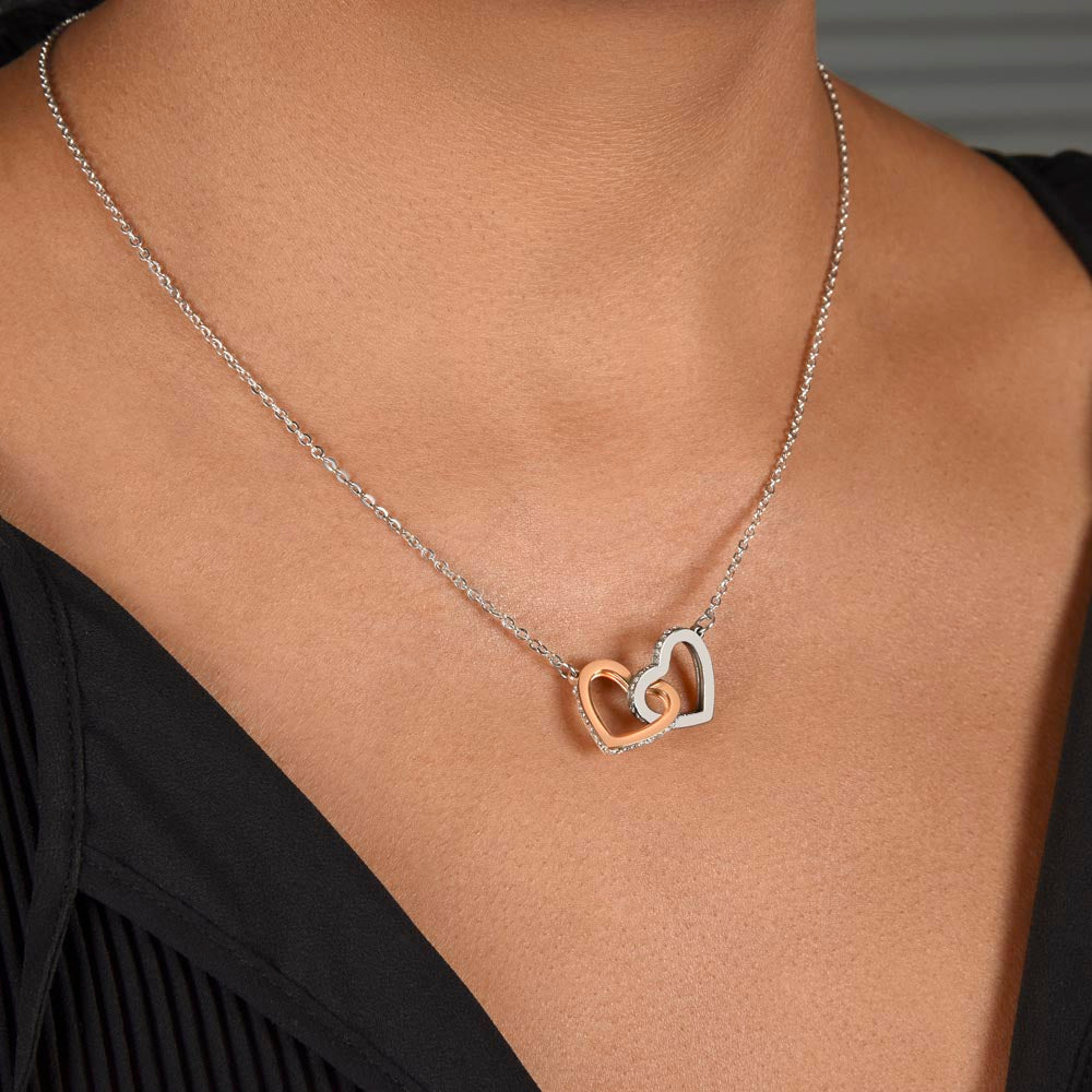 To My Wife - I May Not Be - Interlocked Hearts - Blue Bg Interlocking Hearts Necklace