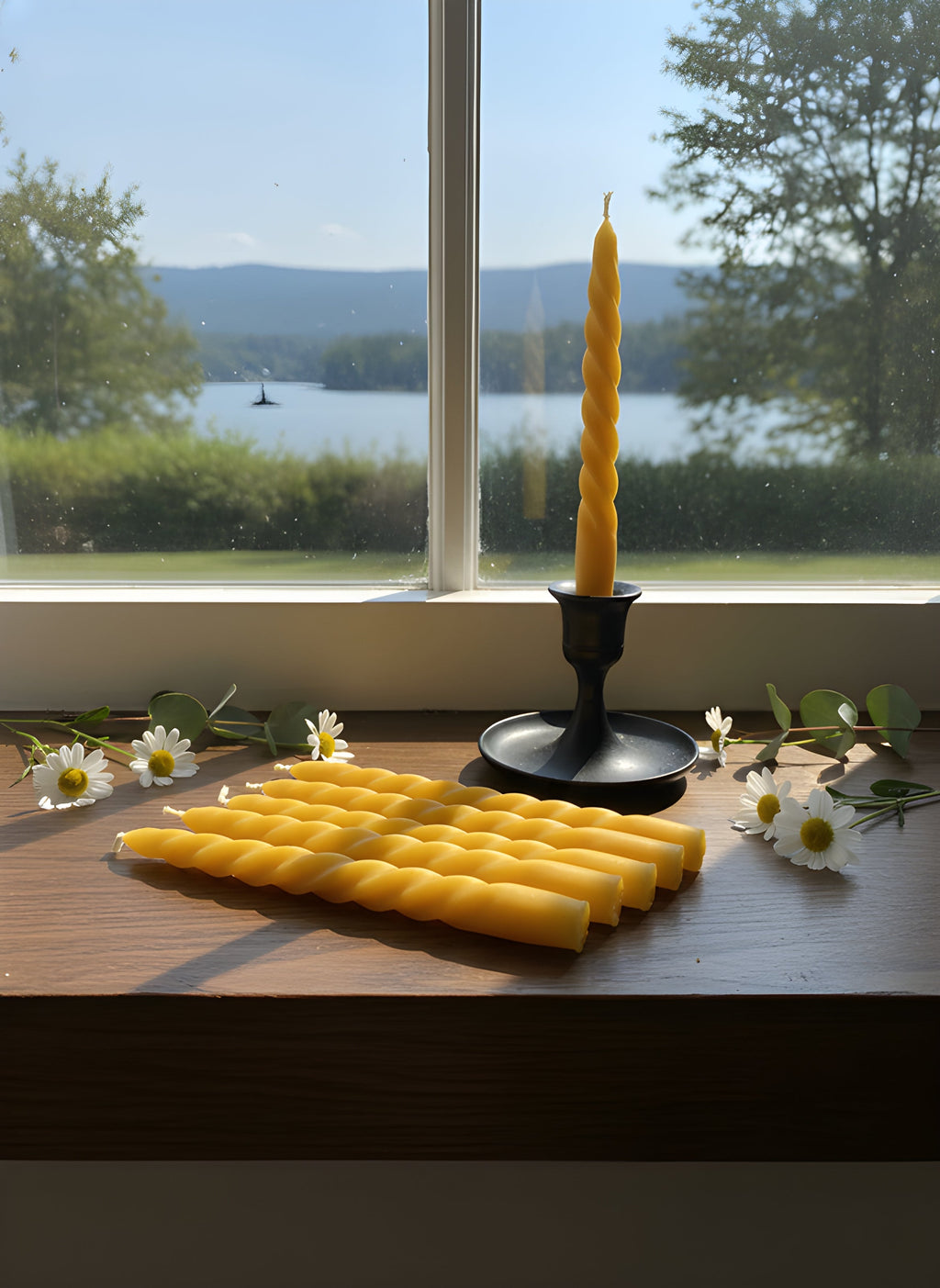 Spiral Beeswax Taper Candles