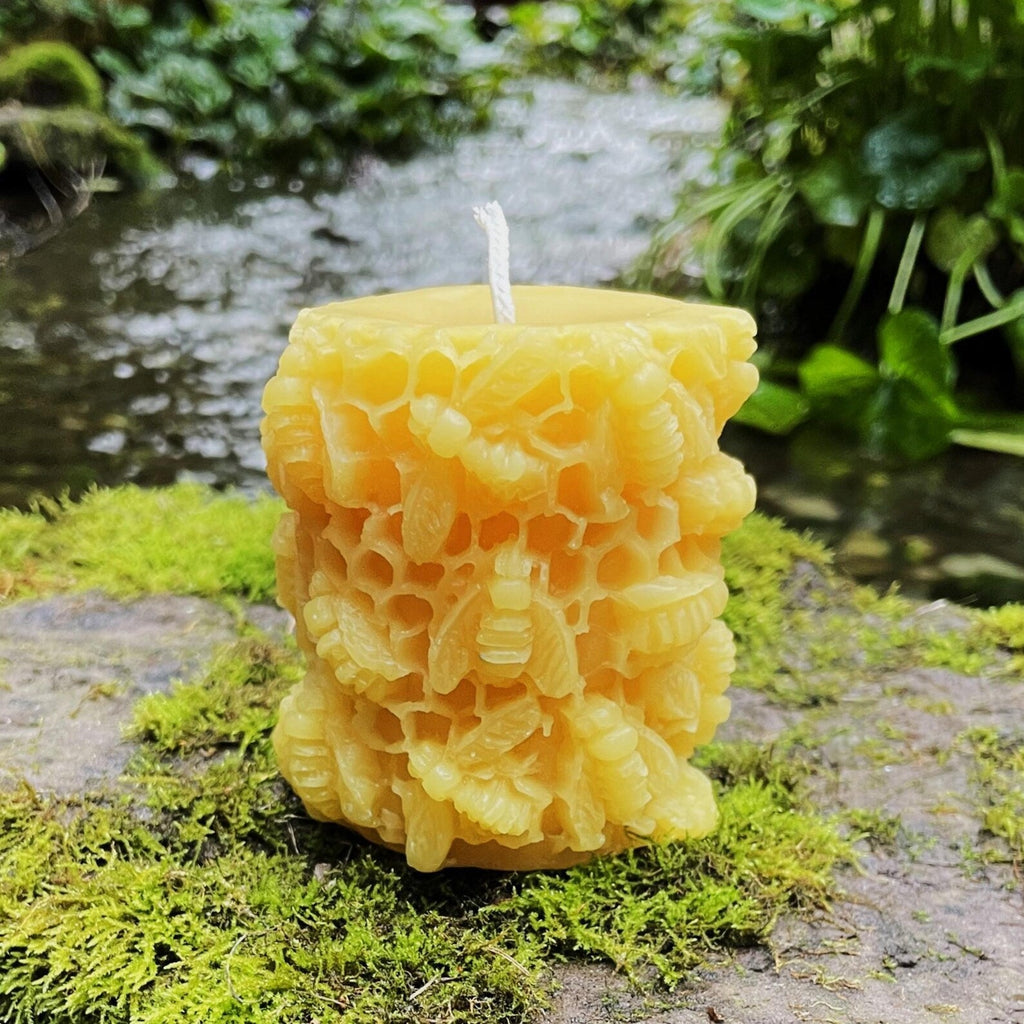 Honeycomb Bees Beeswax Pillar Candle