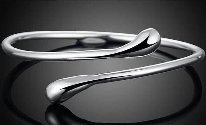 Teardrop Bangle | Silver-Tone Brass