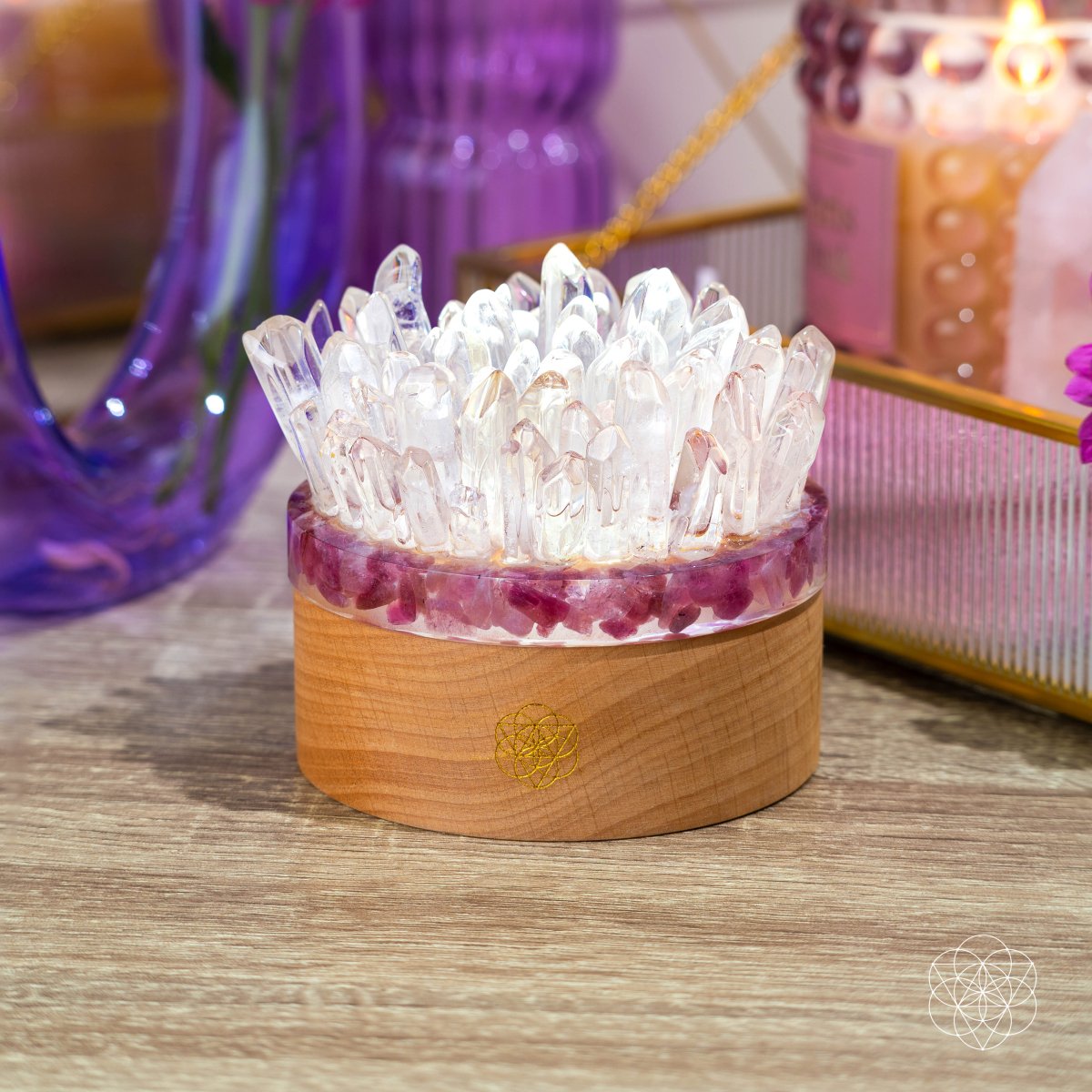 Clear Quartz & Pink Tourmaline Lamp | Find My Peace