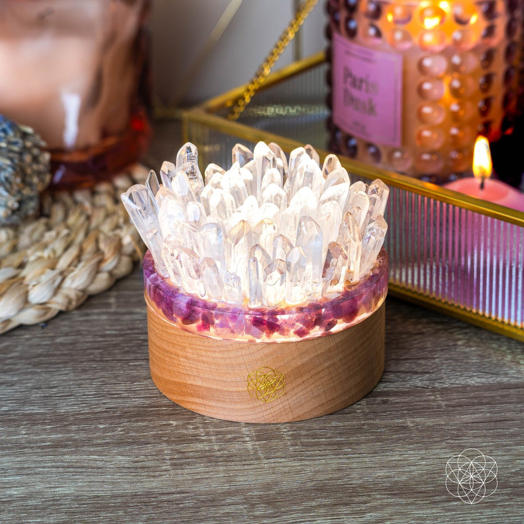 Clear Quartz & Pink Tourmaline Lamp | Find My Peace