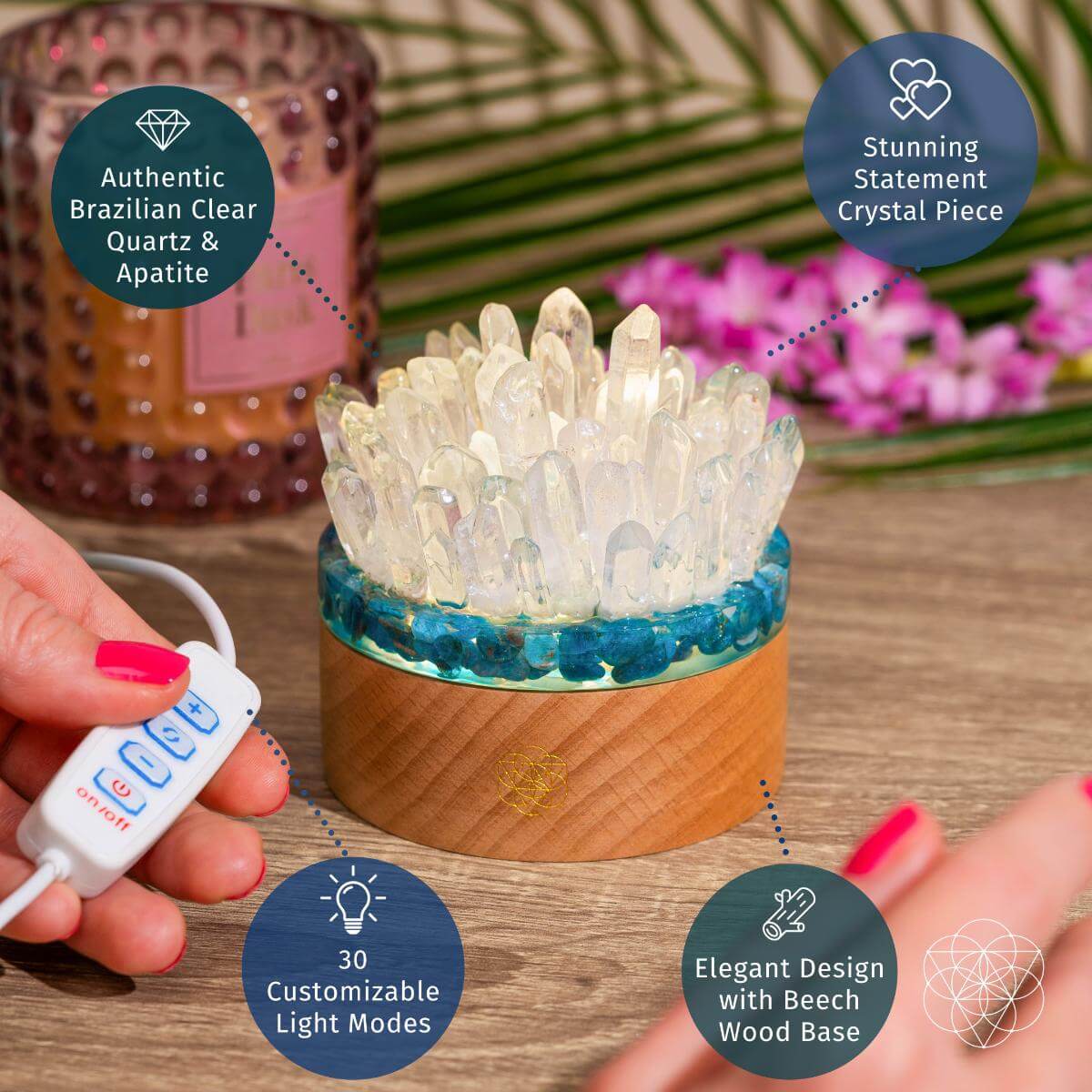 Find My Voice - Quartz & Apatite Lamp of Blooming Confidence