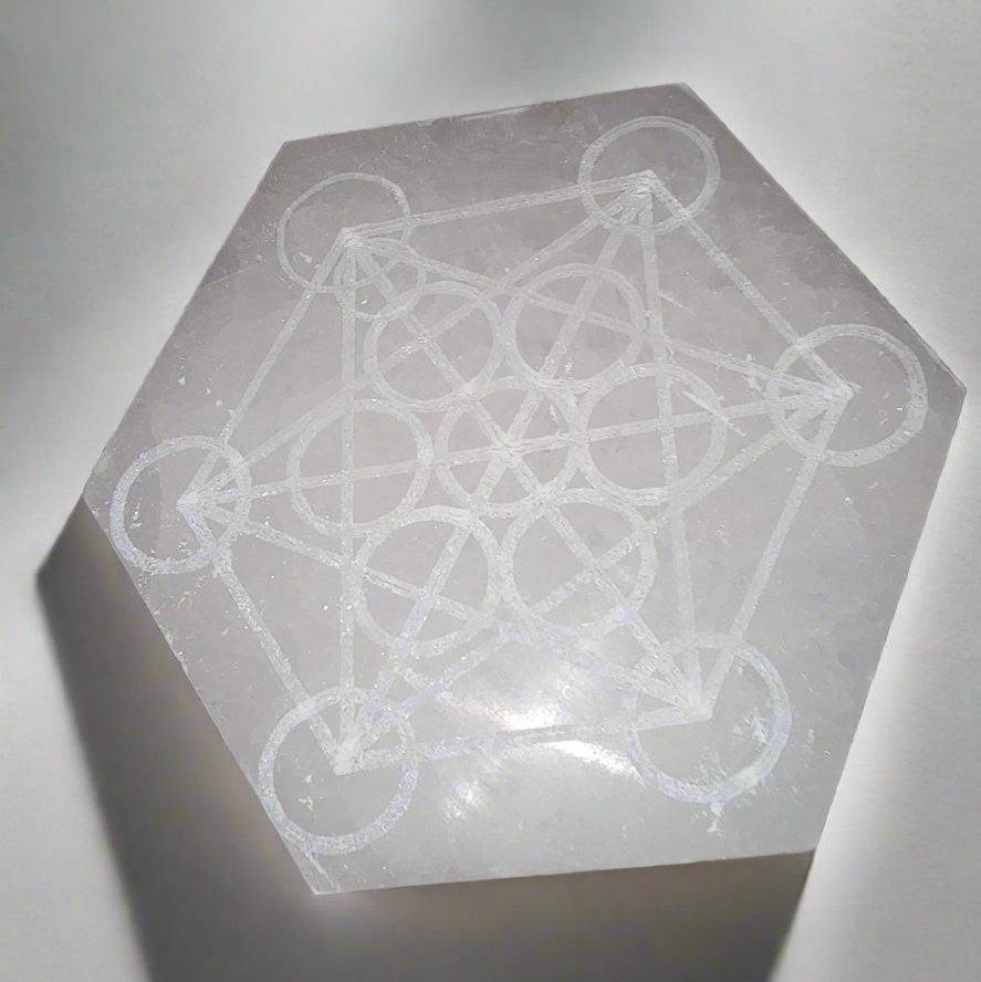 Metatron’s Cube Selenite Charging Plate