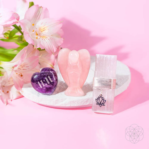 11:11 Crystal Car Vent Clip Set | Angel, Heart & Lotus