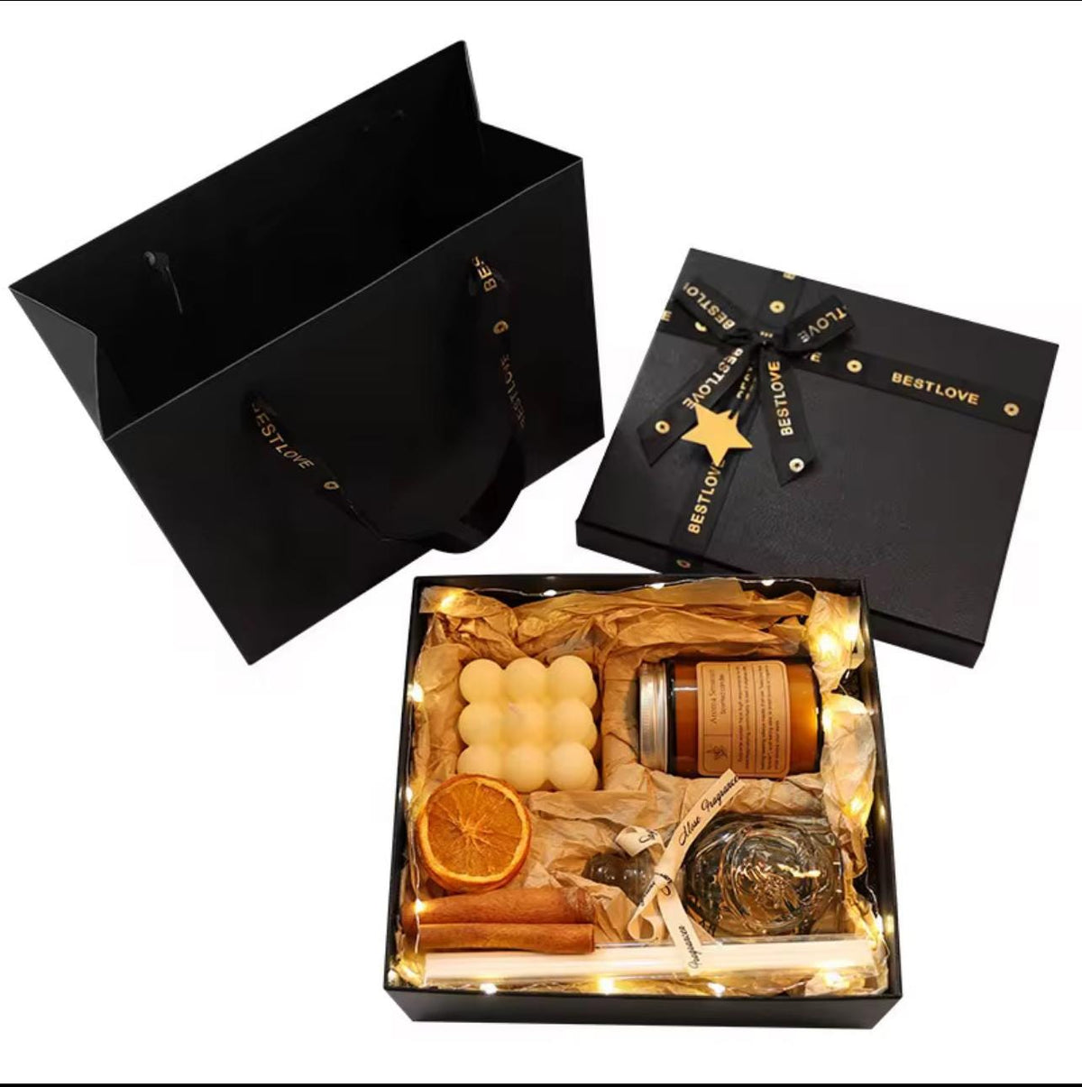 Soy Candle & Reed Diffuser Gift Set – Black Box